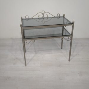Table, bedside table with smoked glass from the 1970s