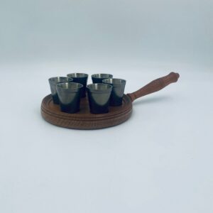 Vintage tin tray glass set