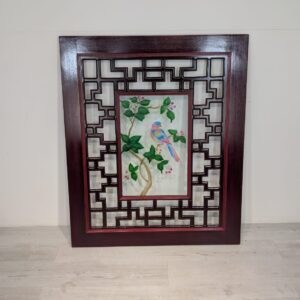 Panel, stained glass Chinese bird on a branch