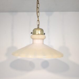 Lampa wisząca ze szkła wazelinowego Murano z mosiądzem z lat 30-stych