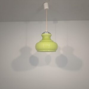 Wisząca szklana lampa zielona w stylu vintage z lat 70-tych