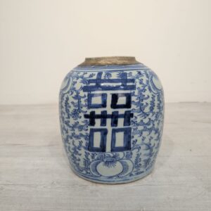 Vase, Chinese ginger jar white and blue dated 1862-1875