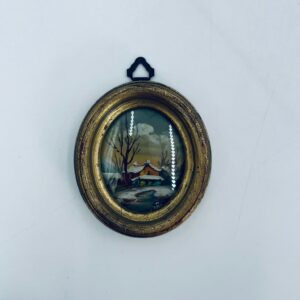Miniaturowy obraz, ręcznie malowany, Vintage