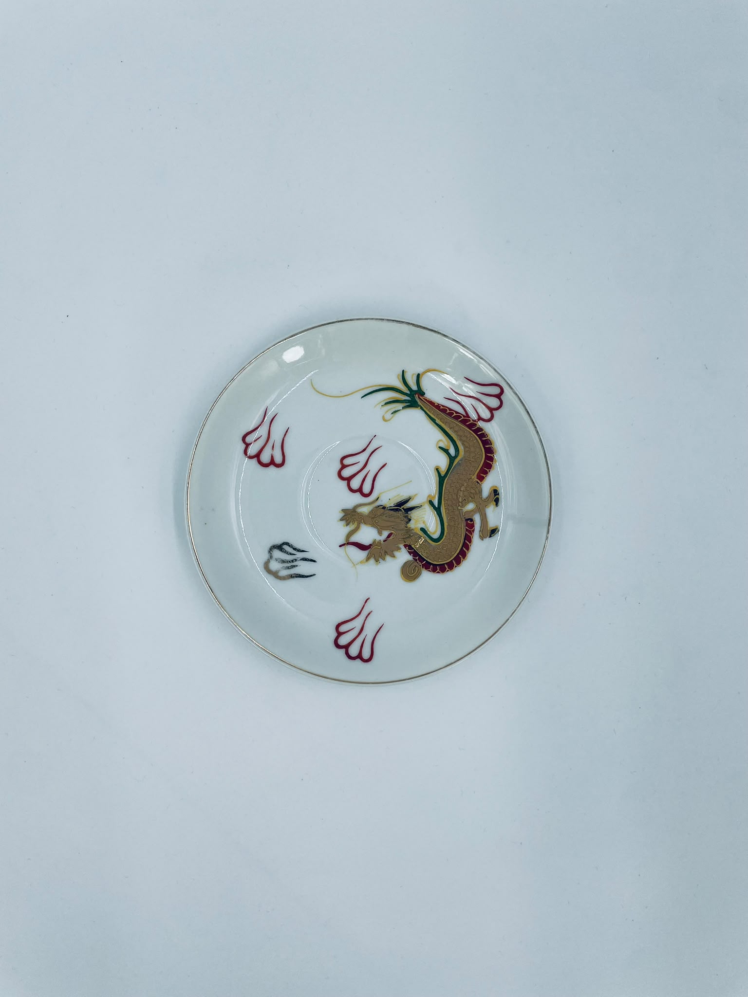Antyczny spodek pod filiżankę porcelanowy Dragonware Japonia