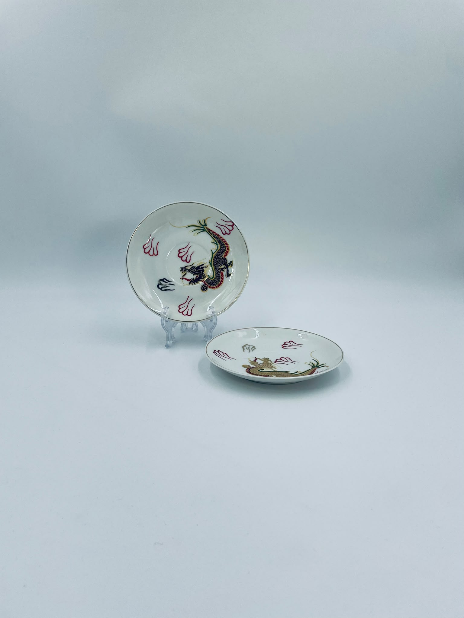 Antyczny spodek pod filiżankę porcelanowy Dragonware Japonia - Image 4