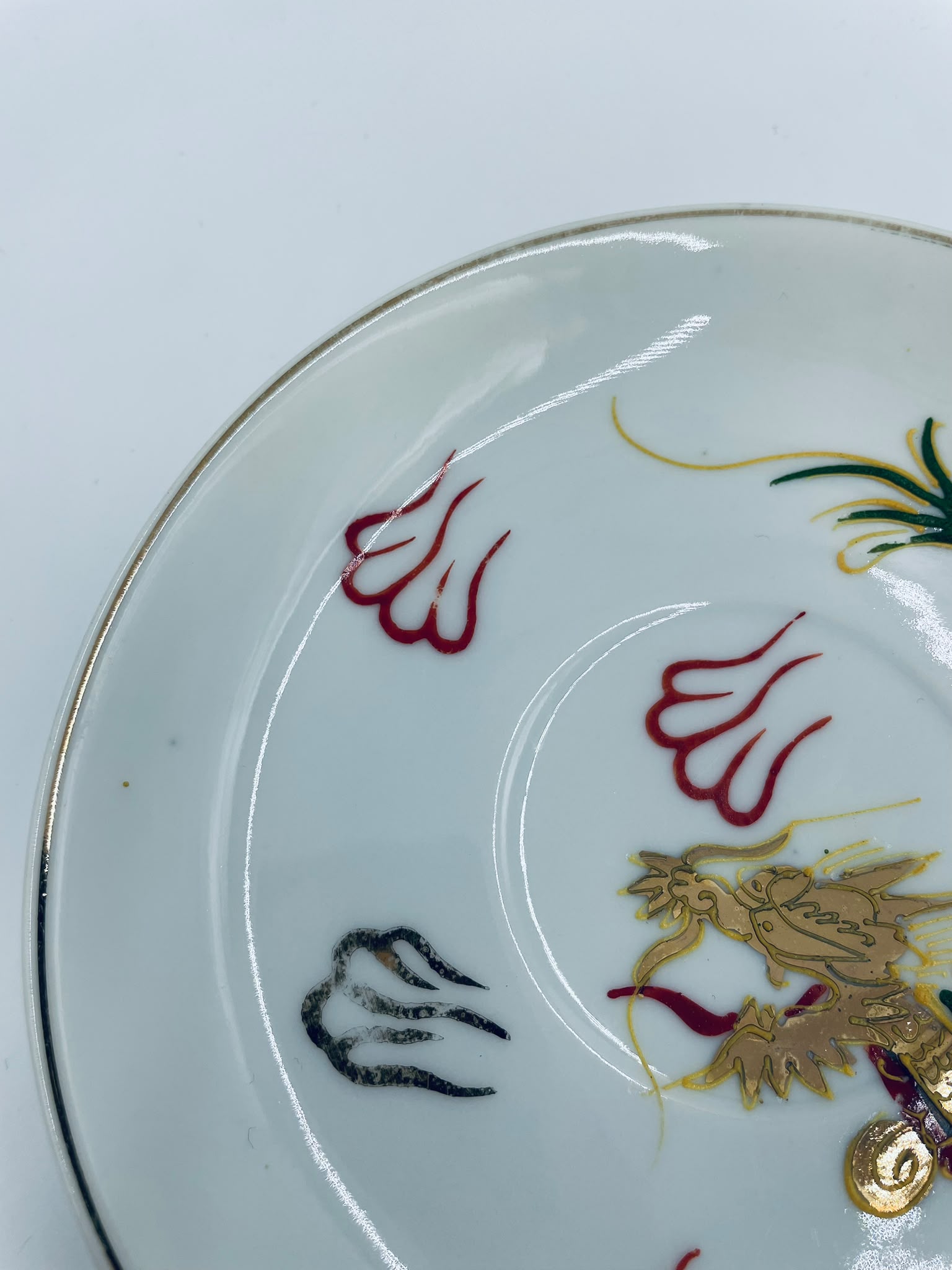 Antyczny spodek pod filiżankę porcelanowy Dragonware Japonia - Image 6