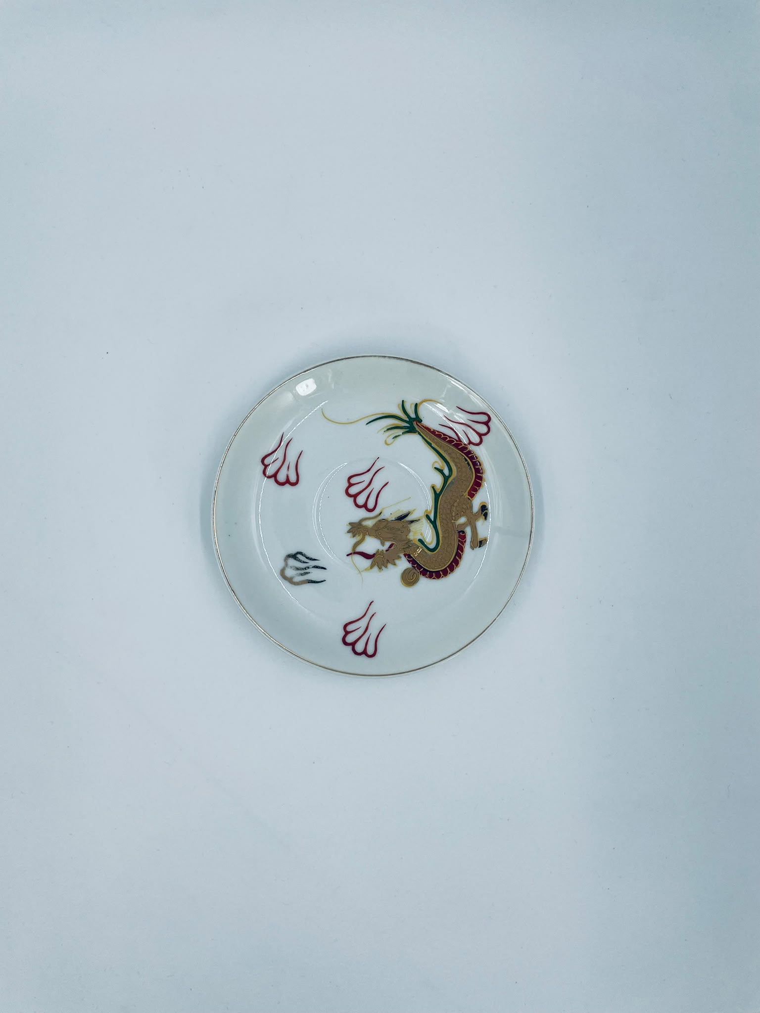 Antyczny spodek pod filiżankę porcelanowy Dragonware Japonia - Image 10
