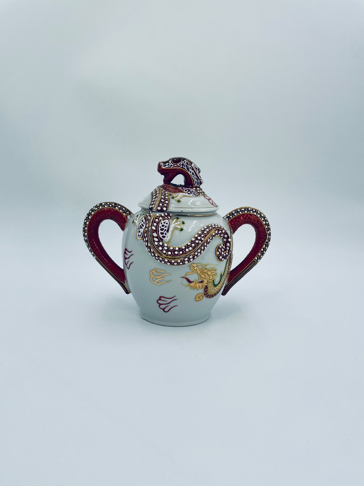 Antyczna cukiernica porcelanowa Dragonware Japonia - obrazek 12