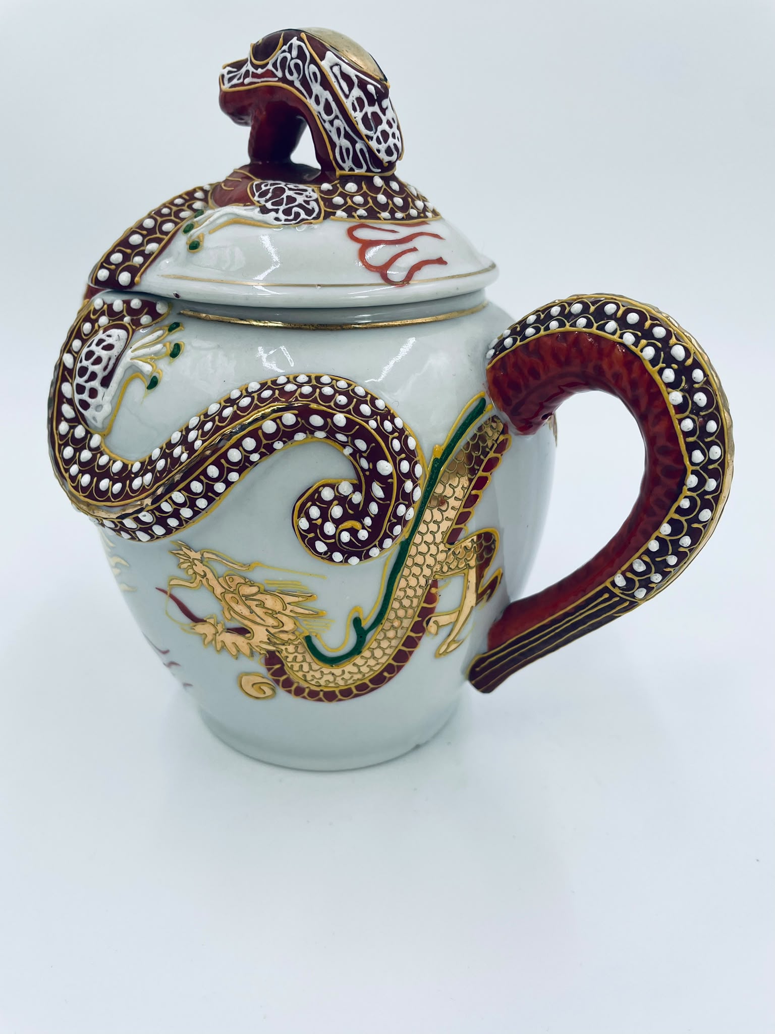 Antyczna cukiernica porcelanowa Dragonware Japonia - obrazek 9
