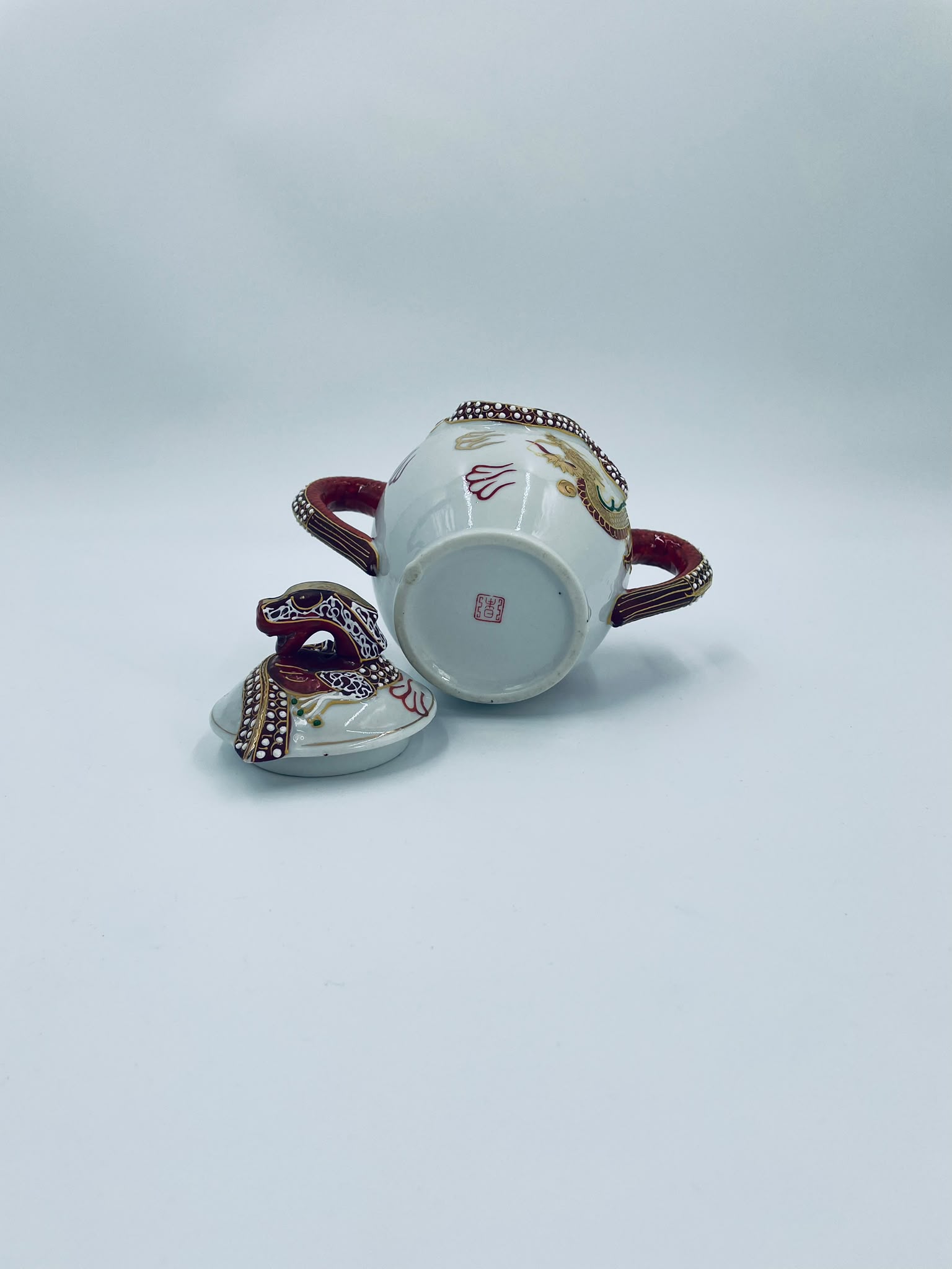 Antyczna cukiernica porcelanowa Dragonware Japonia - obrazek 7