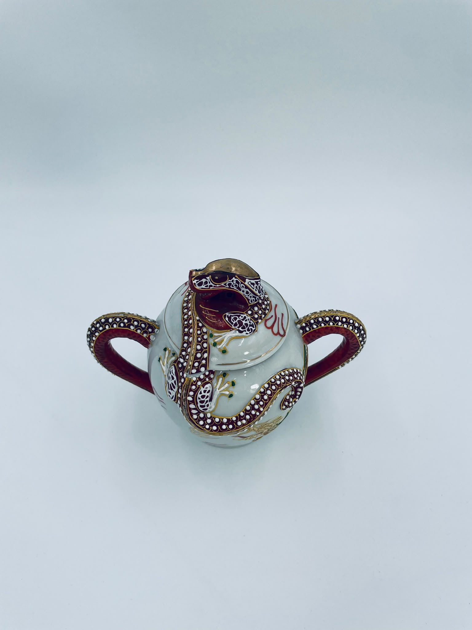 Antyczna cukiernica porcelanowa Dragonware Japonia - obrazek 5