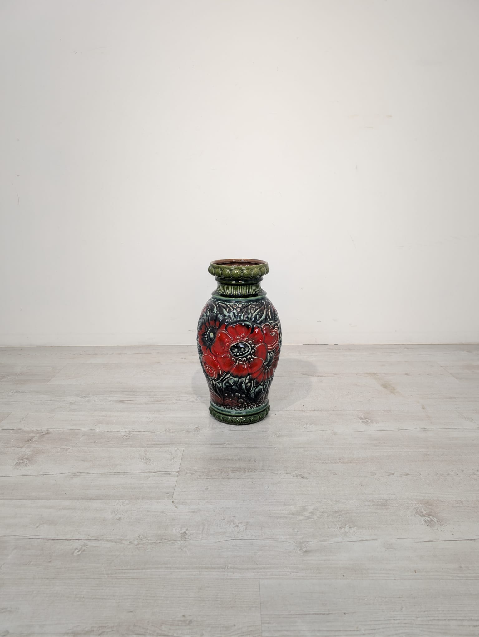 Wazon ceramiczny zielony w kwiaty Niemcy Zachodnie serii 287-41 - Image 3