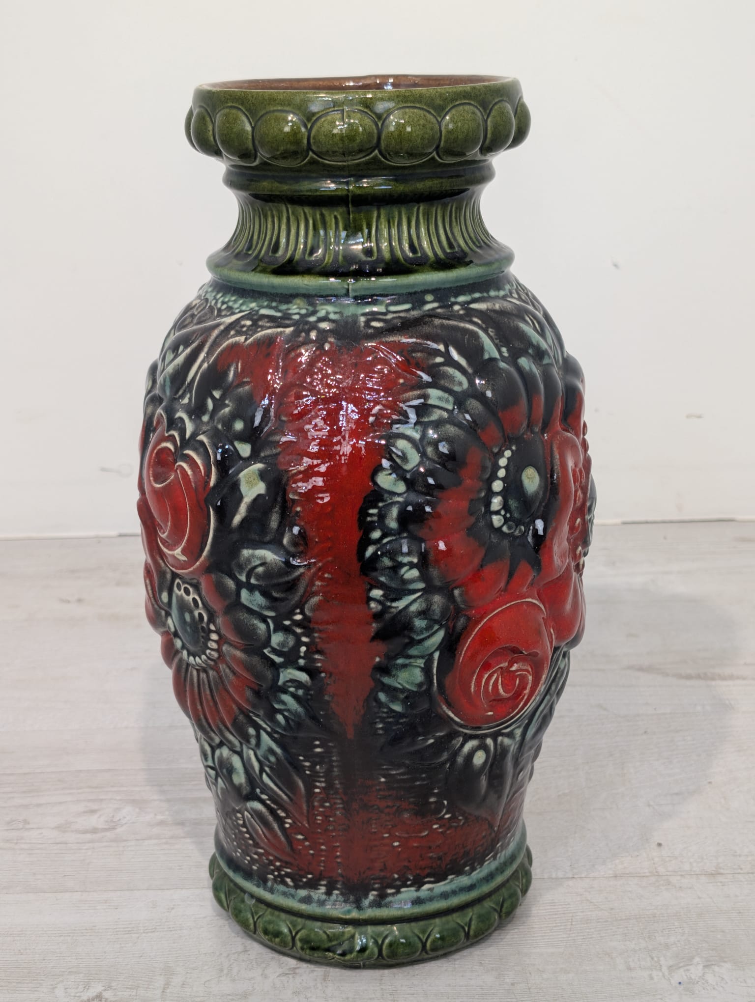Wazon ceramiczny zielony w kwiaty Niemcy Zachodnie serii 287-41 - Image 5