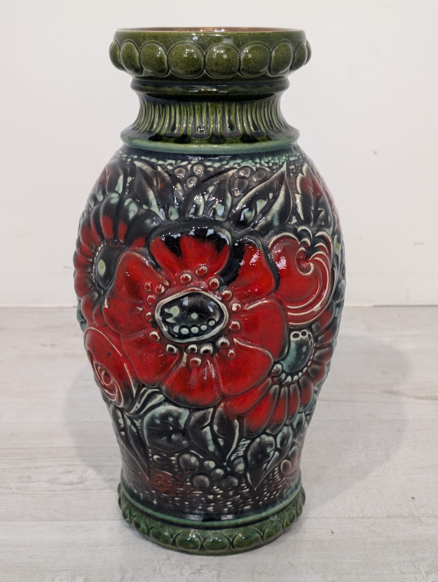 Wazon ceramiczny zielony w kwiaty Niemcy Zachodnie serii 287-41 - Image 6