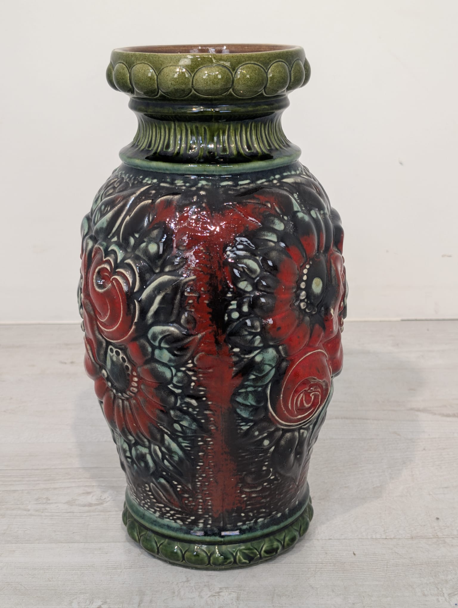 Wazon ceramiczny zielony w kwiaty Niemcy Zachodnie serii 287-41 - Image 7