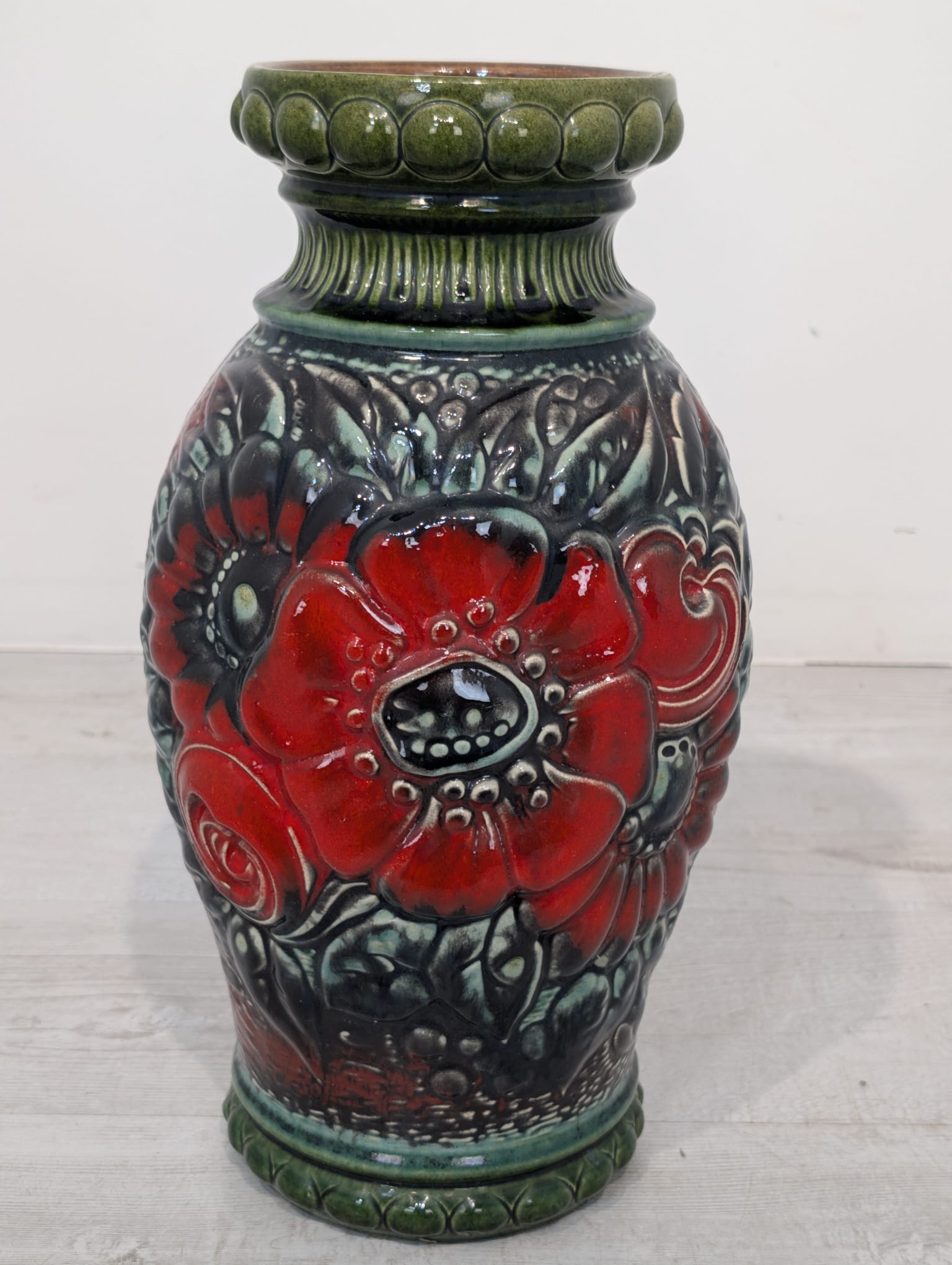 Wazon ceramiczny zielony w kwiaty Niemcy Zachodnie serii 287-41 - Image 9