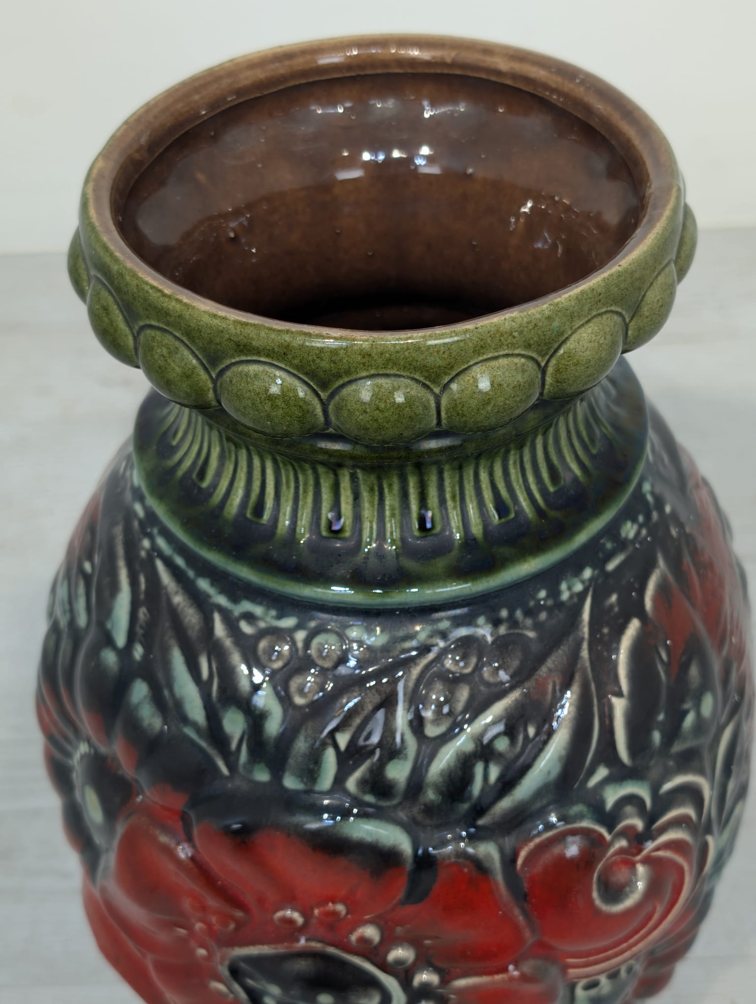 Wazon ceramiczny zielony w kwiaty Niemcy Zachodnie serii 287-41 - Image 10