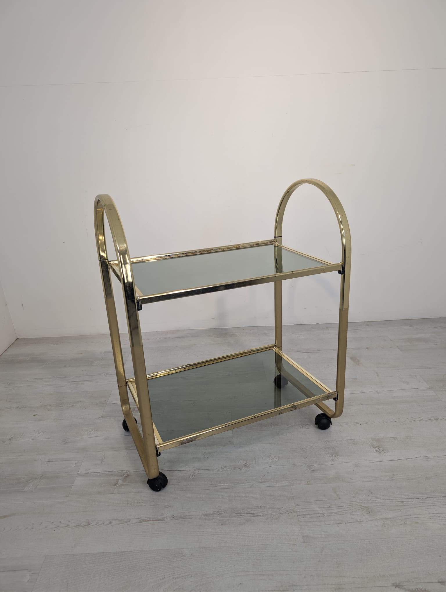 Mobilny barek włoski mosiądzowany w stylu Hollywood Regency z lat 70-tych - obrazek 3