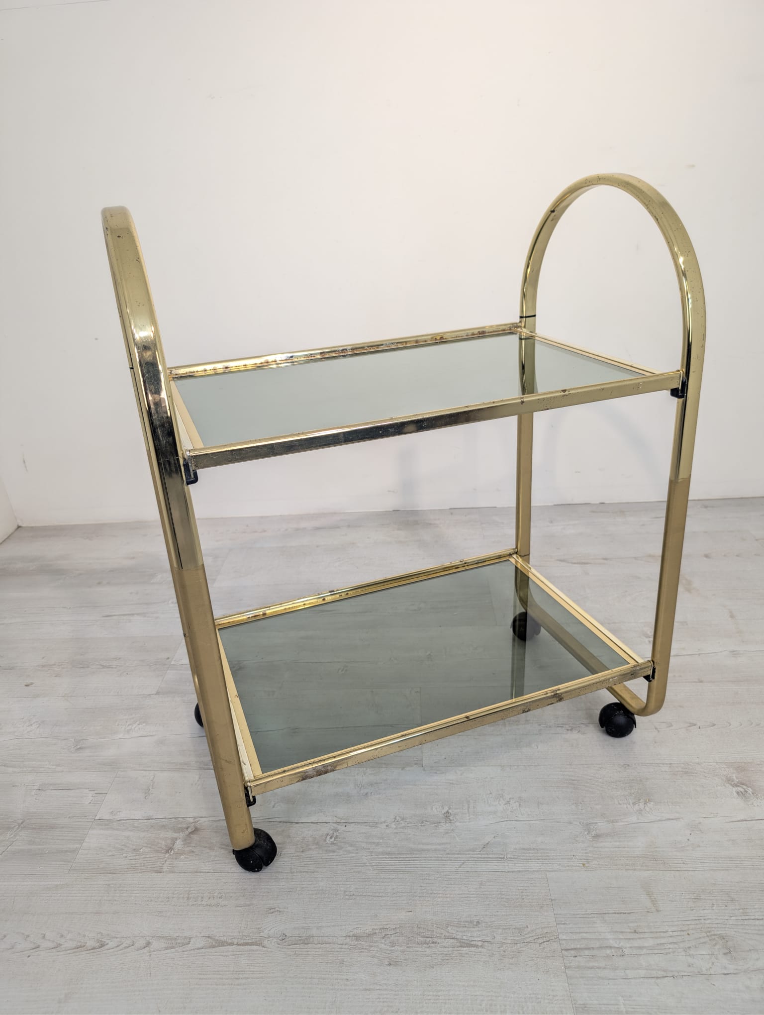 Mobilny barek włoski mosiądzowany w stylu Hollywood Regency z lat 70-tych - obrazek 8