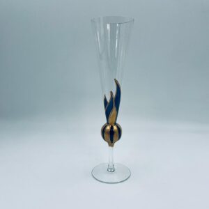 Hand-painted champagne glass navy blue