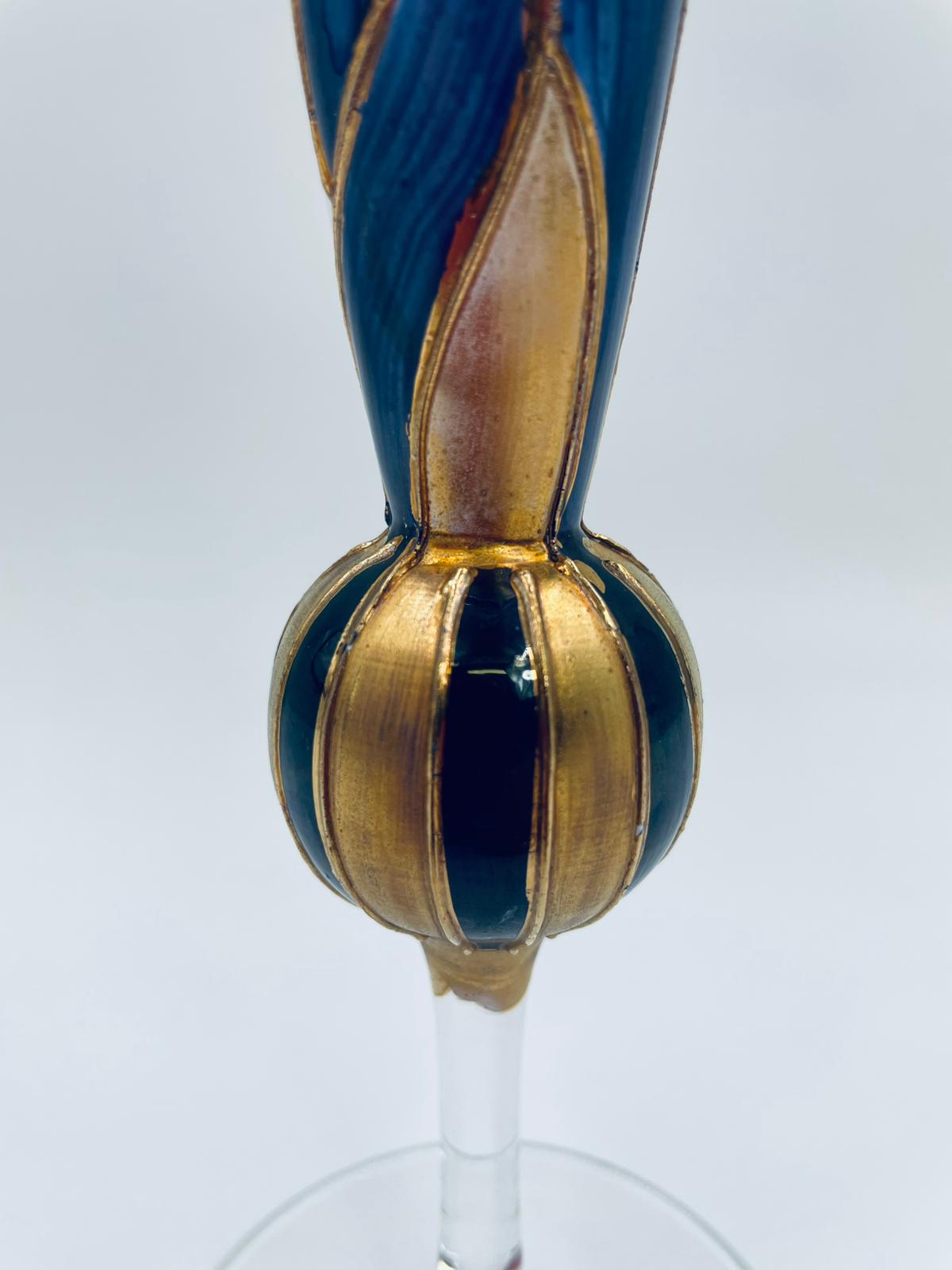 Kieliszek do szampana ręcznie malowany granatowy - obrazek 7