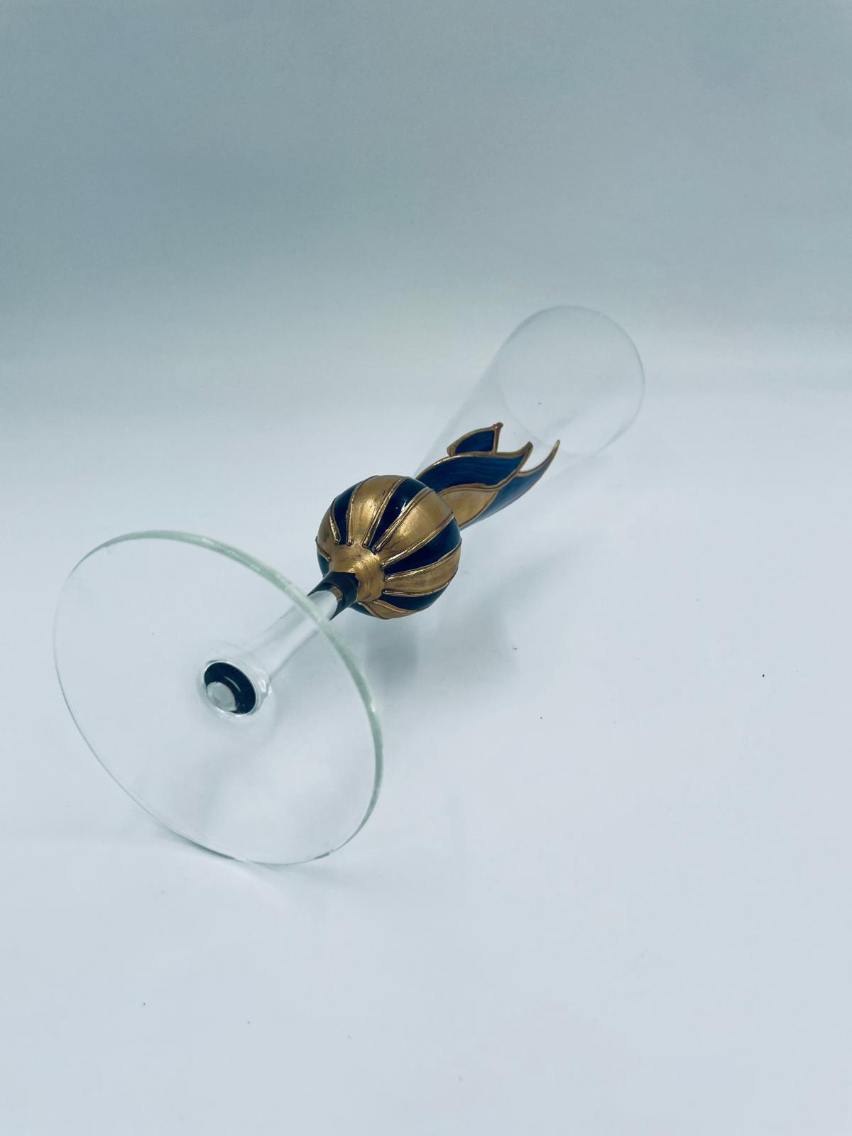 Kieliszek do szampana ręcznie malowany granatowy - obrazek 9