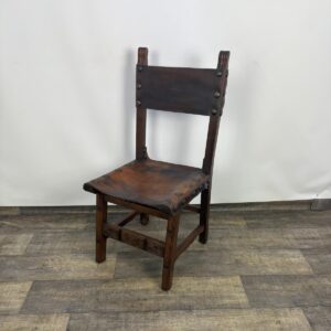 Spanish chair oak natural leather 20th century