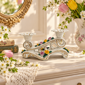 Świecznik dekoracyjny porcelanowy Drezno