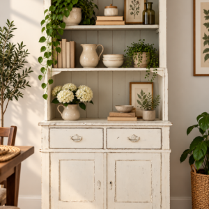 Drewniany kredens rustykalny Shabby Chic – biały