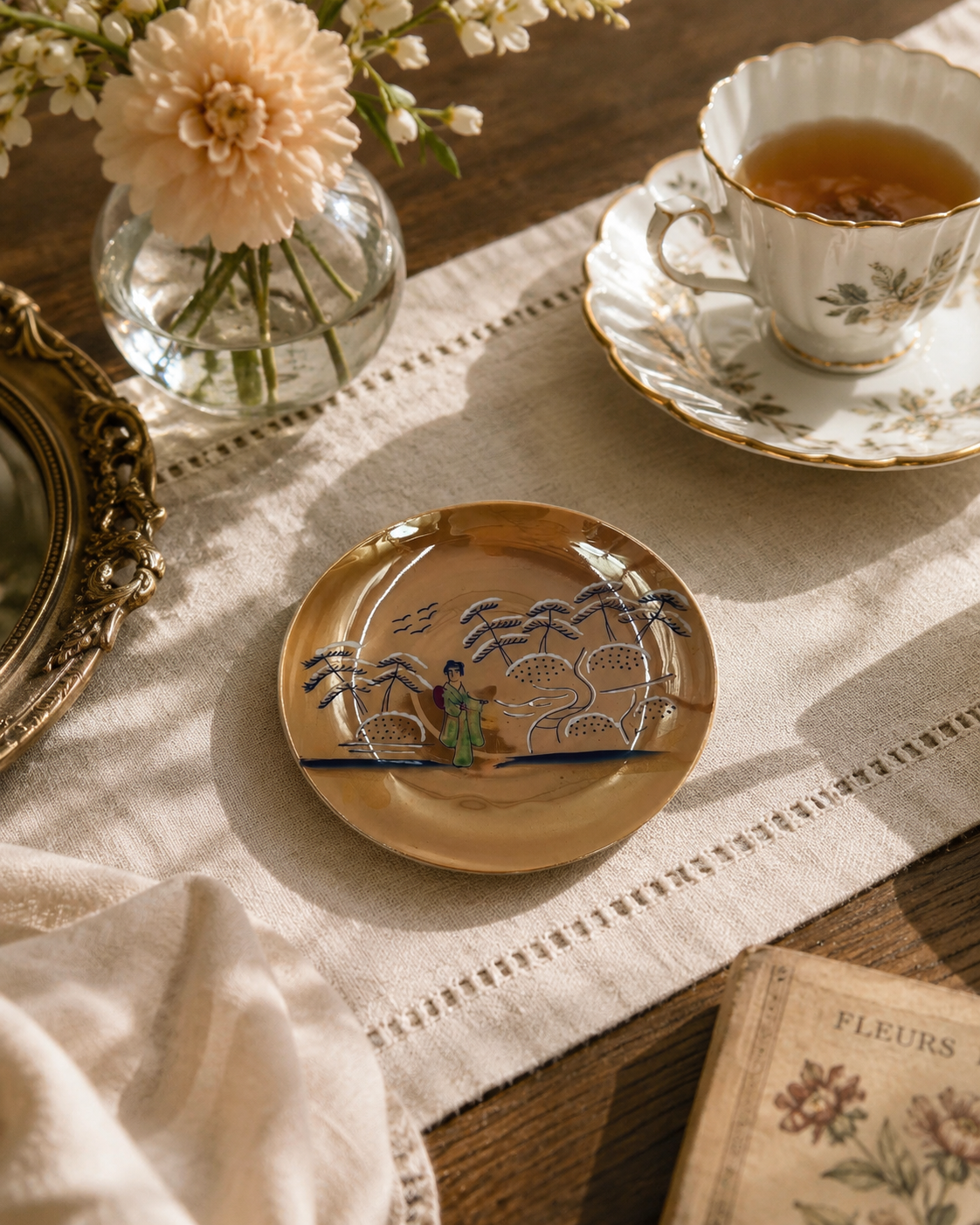 Antyczny spodek pod filiżankę porcelanowy Japonia - Image 9
