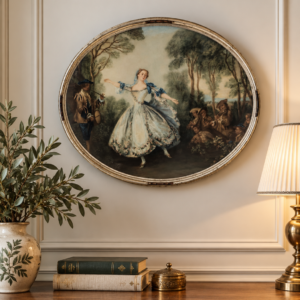 „Mademoiselle de Camargo” – Nicolas Lancret – owalny wydruk w stylu rokoko