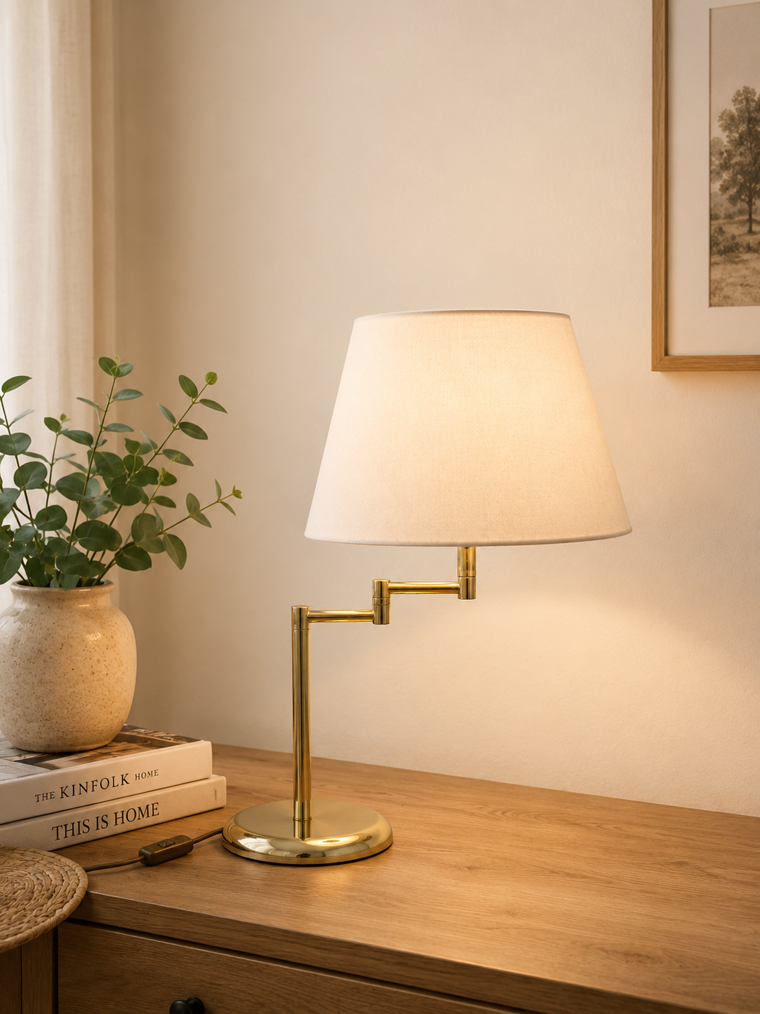 Lampa stołowa mosiądzowana w stylu Hollywood Regency - obrazek 2